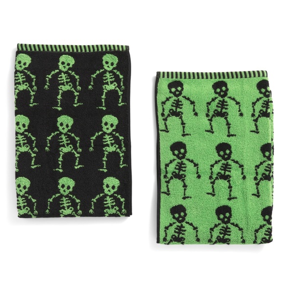 CARO HOME Set Of 2 Dancing Skeletons Hand Towels - Picture 4 of 4